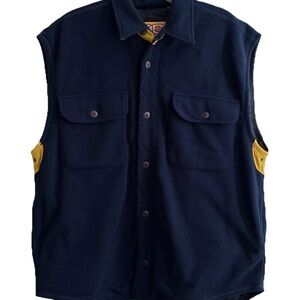 Vintage American Eagle Fleece Vest Men’s Large Blue w/ Yellow Oversized Lined